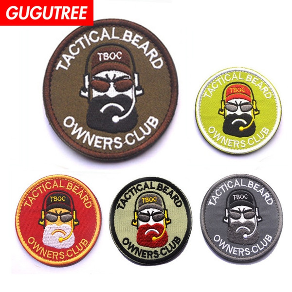 GUGUTREE HOOk&LOOP embroidery tactical beard patches military patches badges applique patches for clothing SP-578