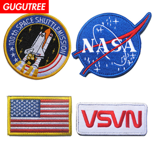 GUGUTREE HOOk&LOOP embroidery space patches America patches badges applique patches for clothing SP-502