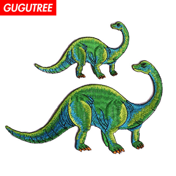 GUGUTREE embroidery dinosaur patches cartoon patches badges applique patches for clothing SP-65