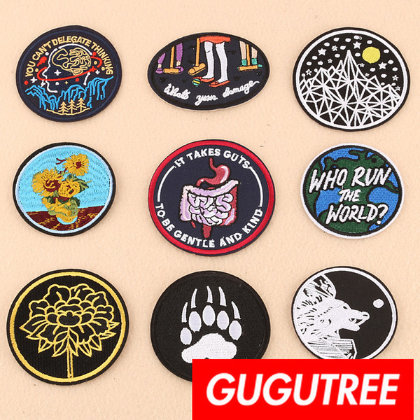 GUGUTREE embroidery badges patches badge patch Applique Patch for Coat,T-Shirt,hat,bags,Sweater,backpack SP-280