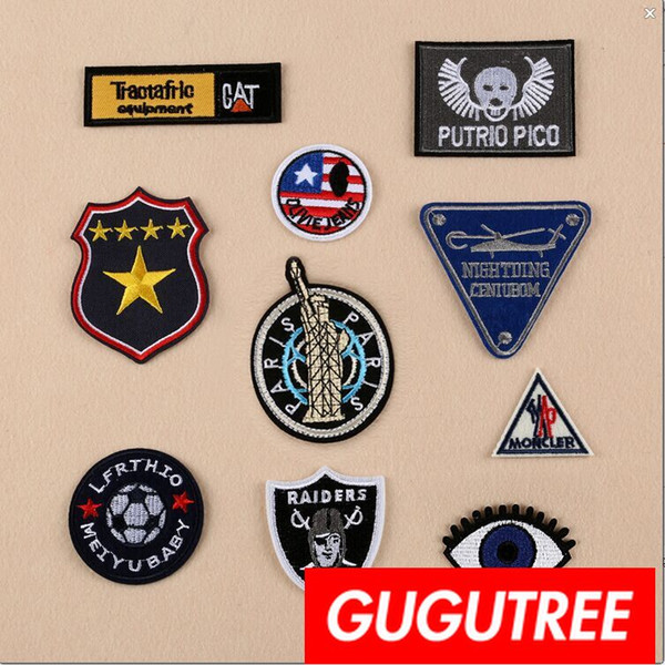 GUGUTREE embroidery big patches badge patches badges applique patches for clothing SP-475