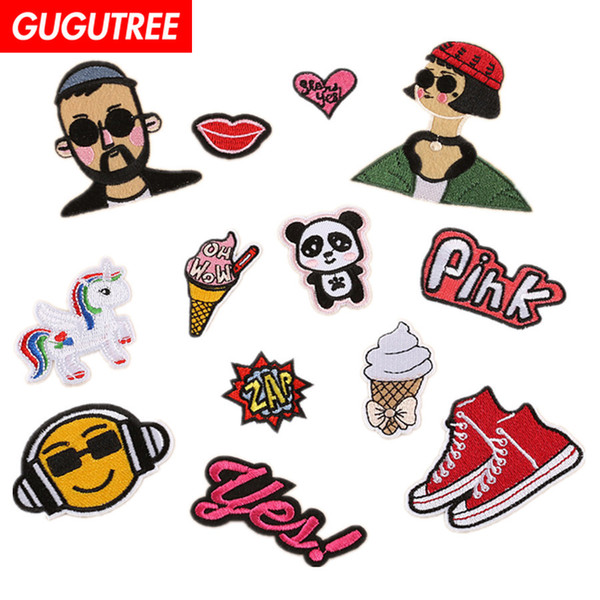 GUGUTREE iron on embroidery cartoon patches badge patch Applique Patch for Coat,T-Shirt,hat,bags,Sweater,backpack SP-332