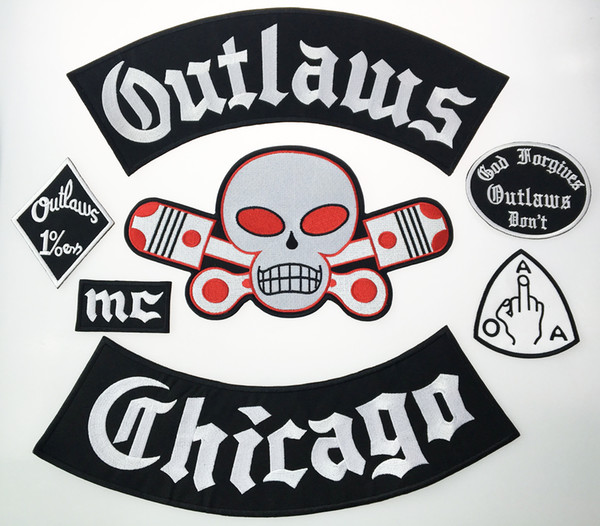 Hot Sale! Outlaw Chicago Forgives Embroidered Iron On Patches Big Size for Full Back Jacket Rider Biker Patch Free Shipping