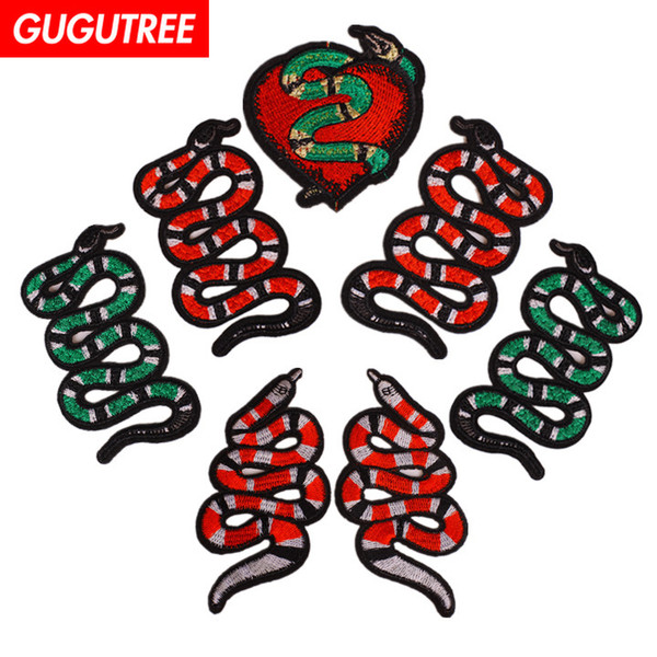 GUGUTREE embroidery snake patches cartoon patches badges applique patches for clothing SP-36