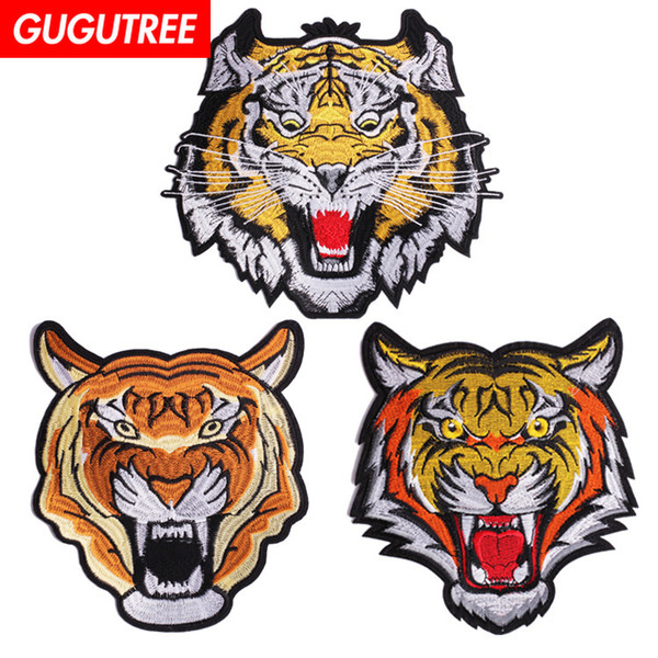 GUGUTREE embroidery big tiger patches cartoon patches badges applique patches for clothing BP-10