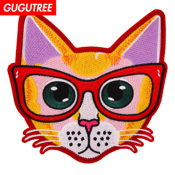 GUGUTREE towel embroidery big patches cats patches badges applique patches for clothing BP-682