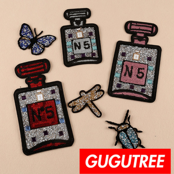 GUGUTREE embroidery beaded patches,crystals diamonds Sequined Applique Patch for Coat,T-Shirt,hat,bags,Sweater,backpack BDP-96