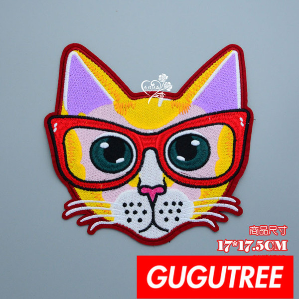 GUGUTREE embroidery big patches cats patches badges applique patches for clothing BP-752