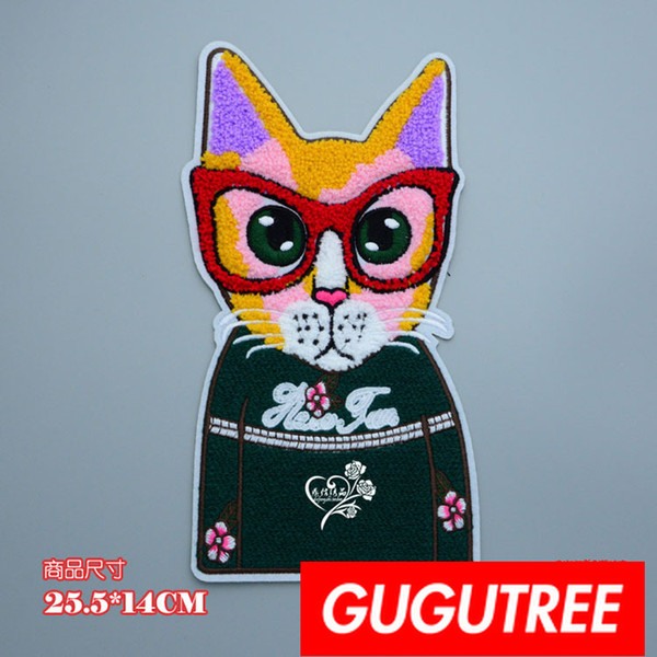 GUGUTREE embroidery big patches cats patches badges applique patches for clothing BP-785