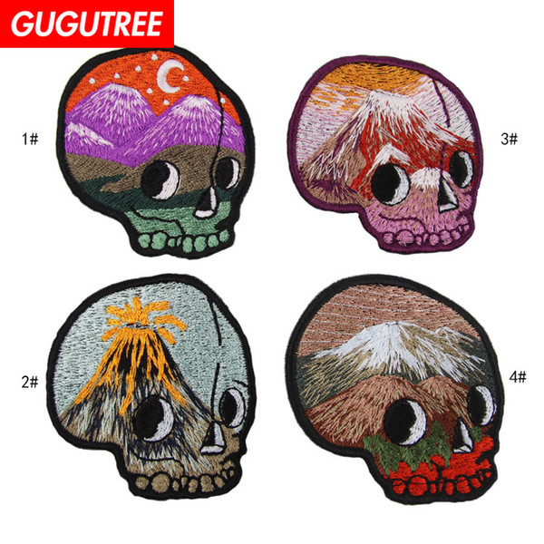 GUGUTREE embroidery skull patches cartoon patches badges applique patches for clothing SP-67