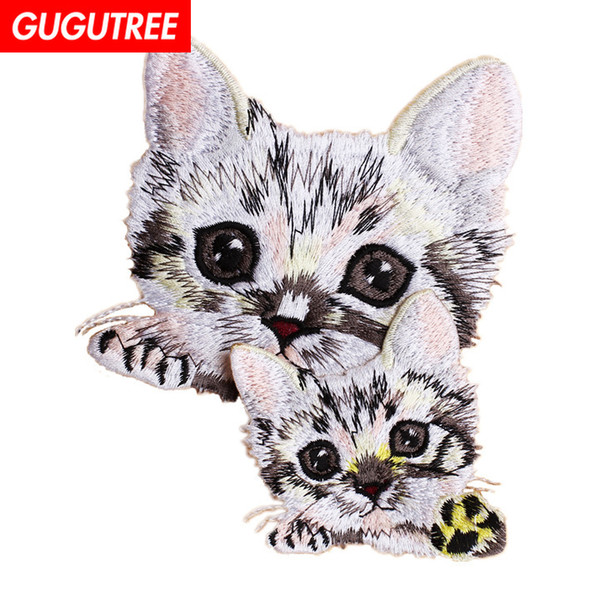 GUGUTREE embroidery big cats patches animal patches badges applique patches for clothing