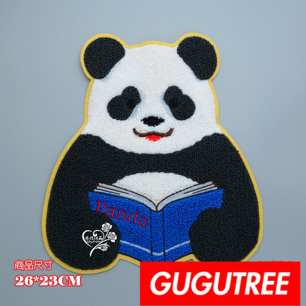 GUGUTREE embroidery big patches panda patches badges applique patches for clothing BP-751