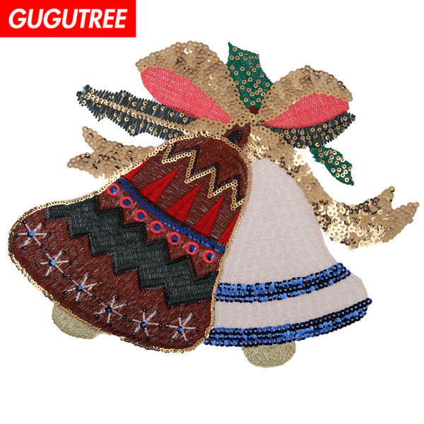 GUGUTREE sequins embroidery big patches Christmas patches badges applique patches for clothing BP-668