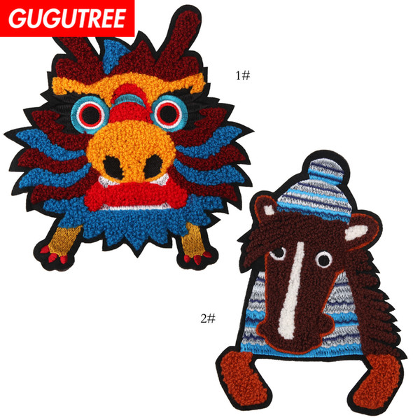 GUGUTREE towel embroidery big patches house patches badges applique patches for clothing BP-689