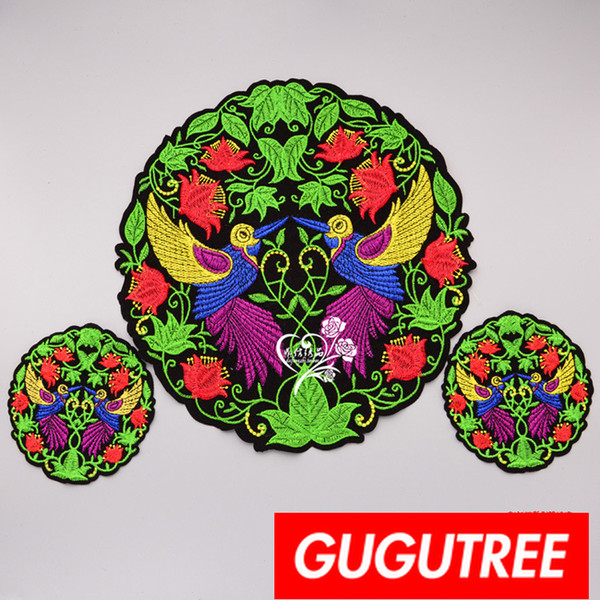 GUGUTREE embroidery big patches bird patches badges applique patches for clothing BP-897