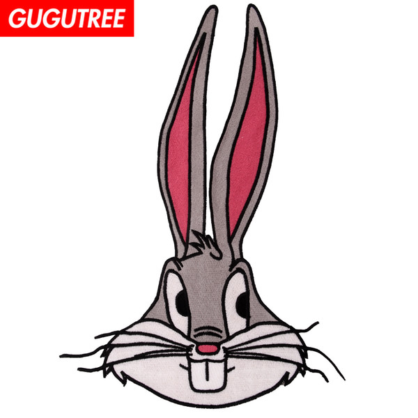 GUGUTREE embroidery big patches rabbit patches badges applique patches for clothing BP-695