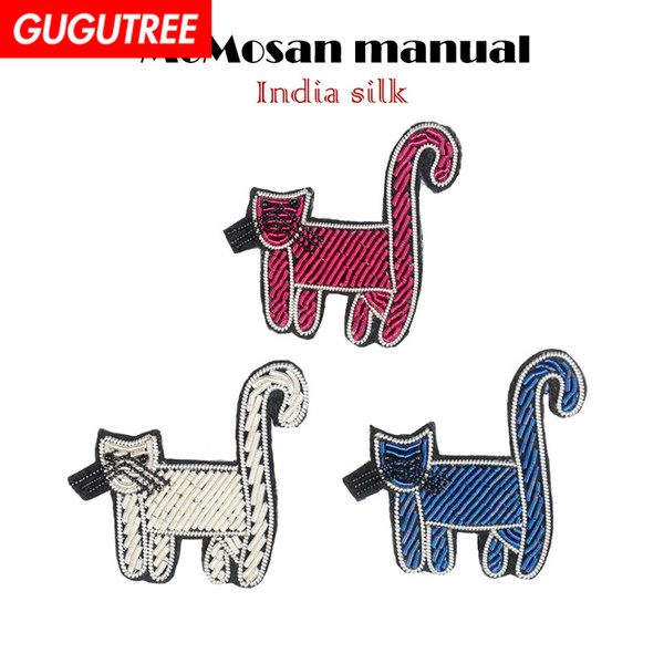 GUGUTREE India Wire cats patches,crystals diamonds Insects Sequined Applique Patch for Coat,T-Shirt,hat,bags,Sweater,backpack IWP-17