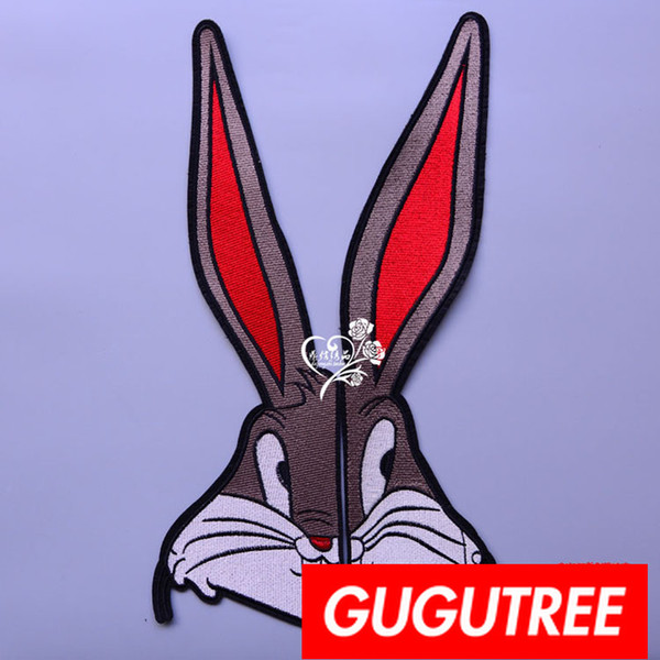 GUGUTREE embroidery big patches rabbit patches badges applique patches for clothing BP-817