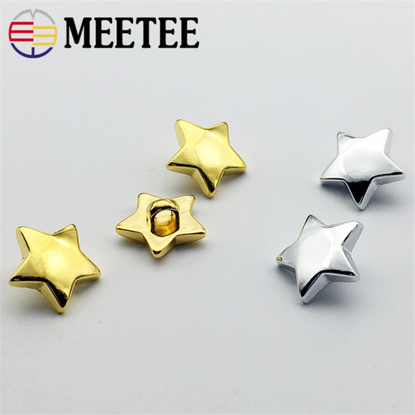 200pcs 15mm High-grade UV electroplating stars plastic buttons Gold/silver pentacle buttons shirt DIY decorate accessories ZK730