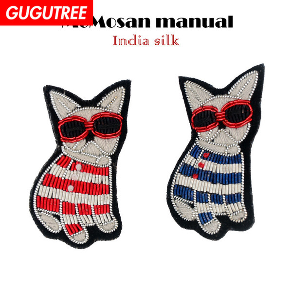 GUGUTREE India Wire cats patches,crystals diamonds Insects Sequined Applique Patch for Coat,T-Shirt,hat,bags,Sweater,backpack IWP-12