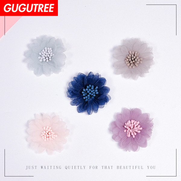 GUGUTREE DIY handmade Cloth Artificial flower accessory,clothes shoes accessories,hair rope ornaments,headdress,bag applique patch AF-125