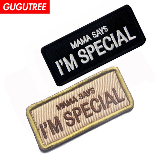 GUGUTREE HOOk&LOOP embroidery mama says patches i'm special patches badges applique patches for clothing SP-497