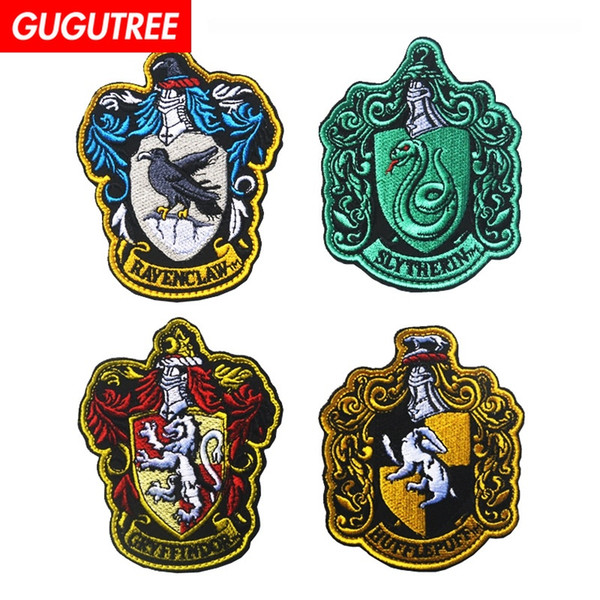 GUGUTREE HOOk&LOOP embroidery harry potter patches animal patches badges applique patches for clothing SP-506