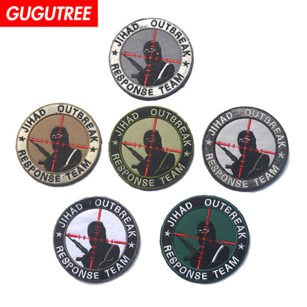 GUGUTREE HOOk&LOOP embroidery jehad patches military patches badges applique patches for clothing SP-569