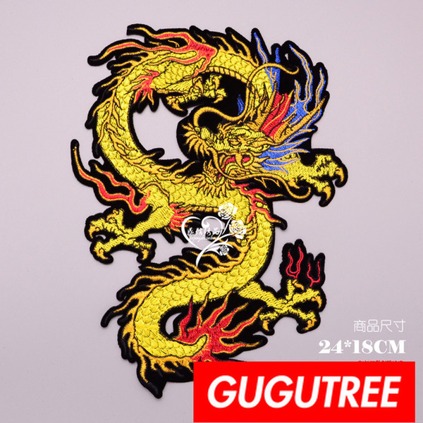 GUGUTREE embroidery big patches dragon patches badges applique patches for clothing BP-709