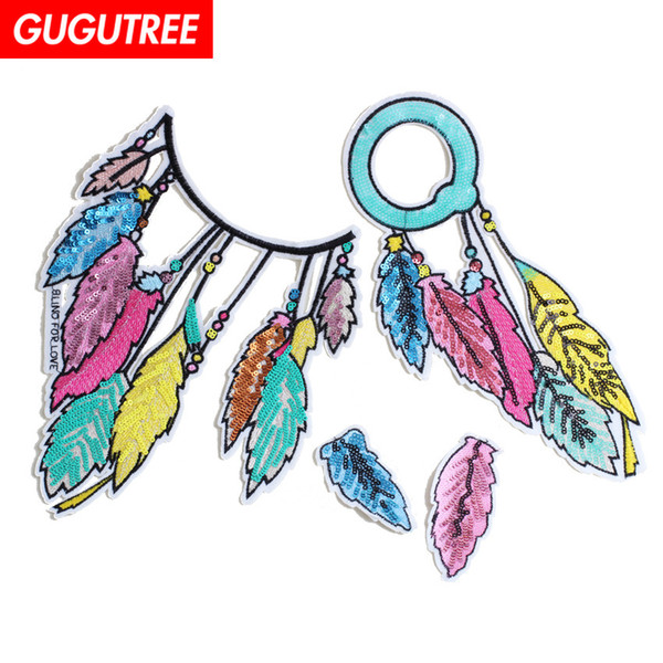 GUGUTREE embroidery sequins patches cartoon patches badges applique patches for clothing SP-56