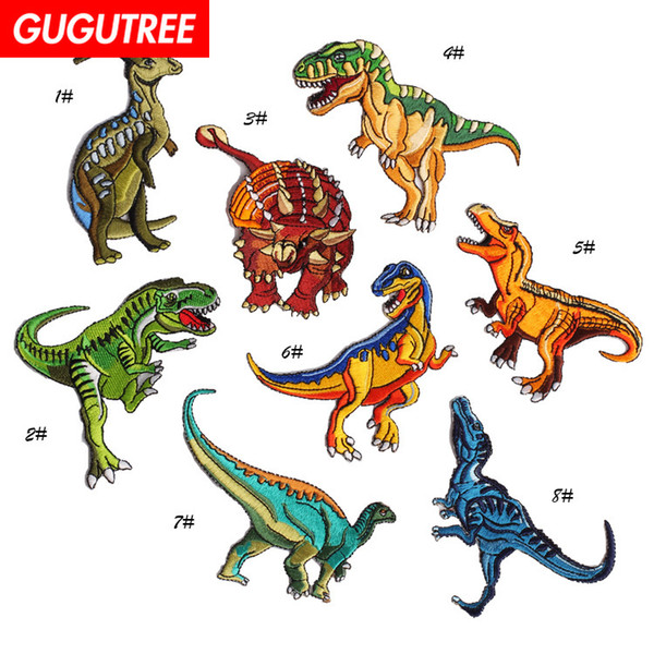 GUGUTREE one set embroidery dinosaur patches cartoon patches badges applique patches for clothing SP-22