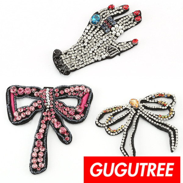 GUGUTREE embroidery beaded patches,crystals diamonds Sequined Applique Patch for Coat,T-Shirt,hat,bags,Sweater,backpack BDP-89