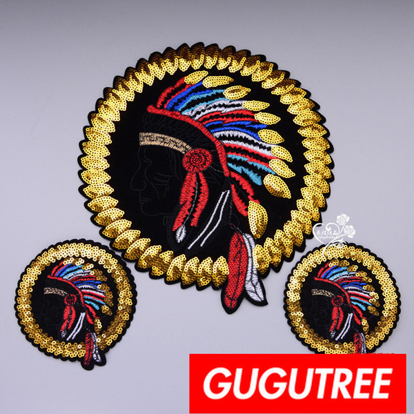 GUGUTREE embroidery big patches Indian patches badges applique patches for clothing BP-753