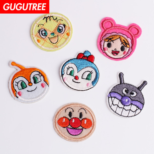 GUGUTREE one set 6piece embroidery kids patches cartoon patches badges applique patches for clothing SP-7