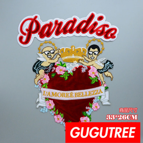 GUGUTREE embroidery big patches angel patches badges applique patches for clothing BP-781