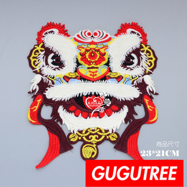 GUGUTREE embroidery big patches dance lion patches badges applique patches for clothing BP-747