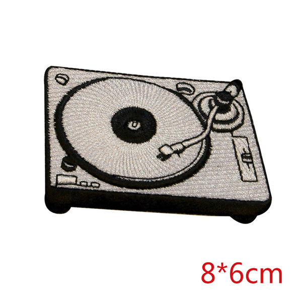 Turntable MUSIC themed record player iron-on patch embroidered applique Cartoon Minioned Clothes hats Fabric Sewing Patches