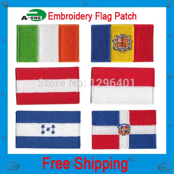 embroidery patch 200 country flags 10 pcs/lot, iron on hot cut border good quality for Jacket Jeans Clothing Badge