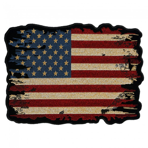 USA Flag Antique Broken Style Embroidered Iron-On Or Sew-On Patch For Chest Size 3*2.25 INCH 