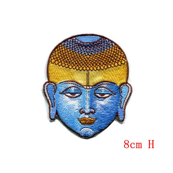 Buddha buddhist trance blue face trance Embroidered iron-on patch fabric applique decoration DIY Apparel Accessories patch