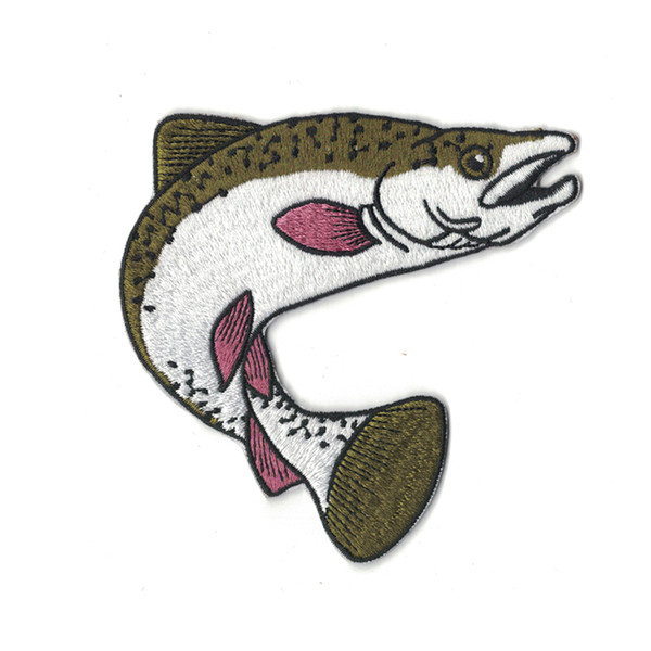 Embroidered Iron On Applique Patch Natural Freshwater Fish Fishing For Clothes Girls Boys Iron On Patches