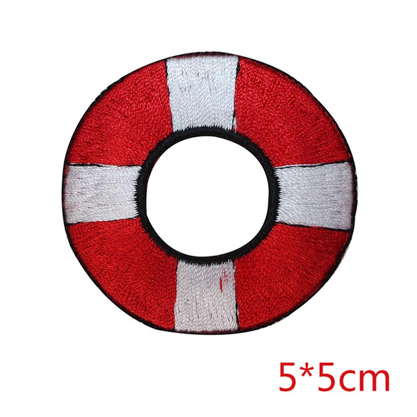 New arrival Red and White Life Buoy embroidered iron on patch for clothes girls boys Iron on patches