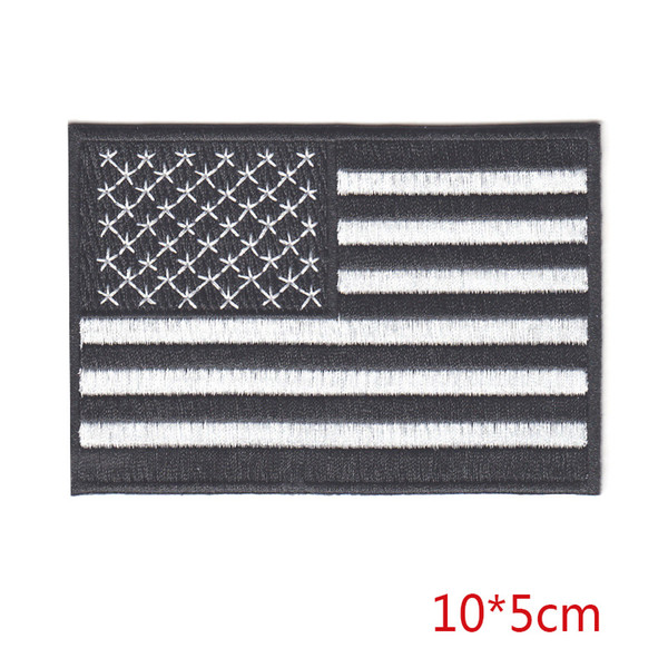 New arrival black and white USA American flag Embroidered iron on patch Stickers Appliques Apparel Accessories Badge Patches