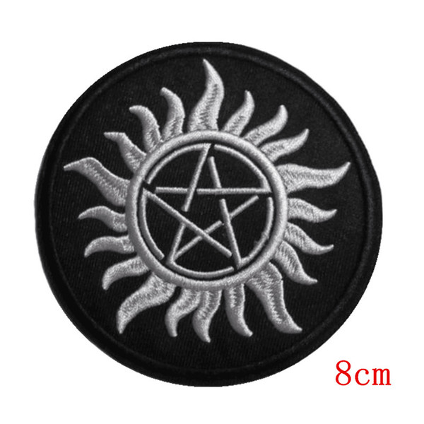 New arrival Symbol of Supernatural Black Anti-Possession embroidered iron on patch for Jacket Jeans Clothing Badge