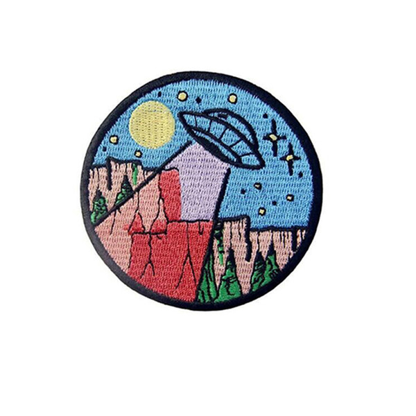 beautiful UFO Scenery Patch Embroidered Iron On Sew On patch Stickers Apparel Accessories DIY Supplies patch