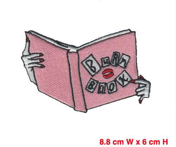 Books 8.8x6cm embroidery patch heat cut iron on backing Customized design is welcome for us