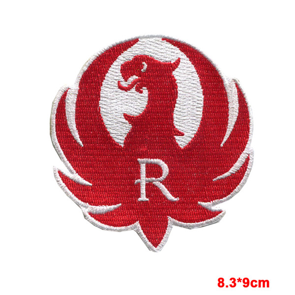 R Ruger Bird Patch embroidered iron on firearms guns hunting fabric applique decoration patch for Jacket Jeans Clothing Badge