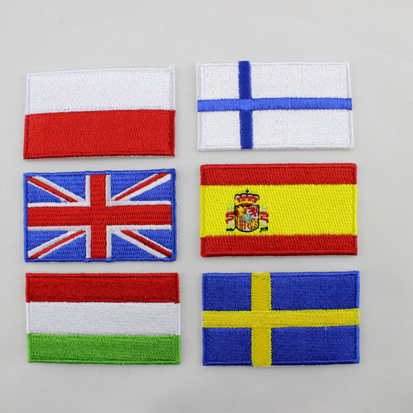 computer embroidery national flag patch for collection 10pcs/lot hot cut Iron on manufactory welcome customized random delivery
