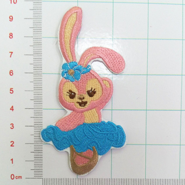 New Cute and colorful bunny rabbit cartoon logo Embroidered iron on patch for clothing Stickers Apparel Accessories Fabric Sewing