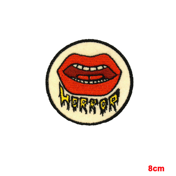 Horror Lips Embroidered Vintage Fashion Style iron on Patch Badge Emblem Stickers Apparel Accessories Badge Patches